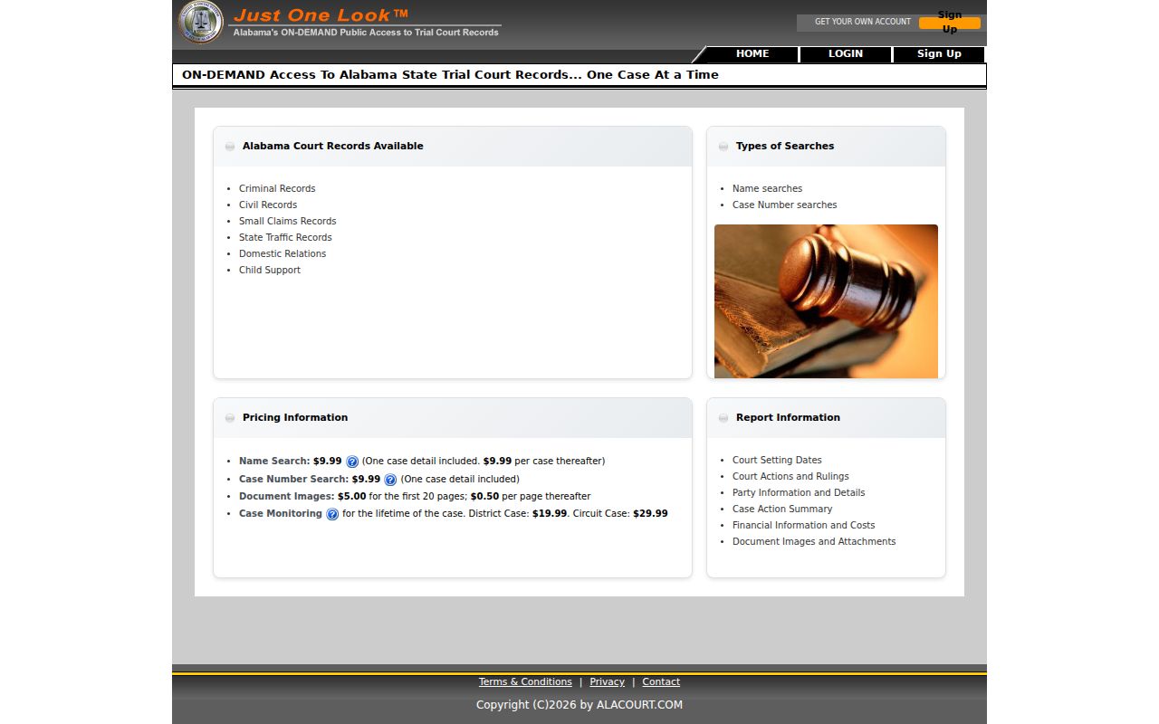 Crenshaw County court docket search through the AlacourtACCESS trial record portal