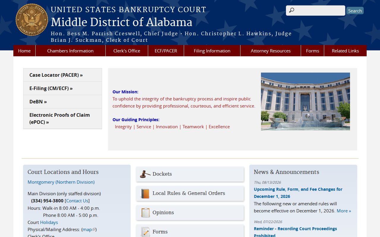 Crenshaw County docket search federal bankruptcy source