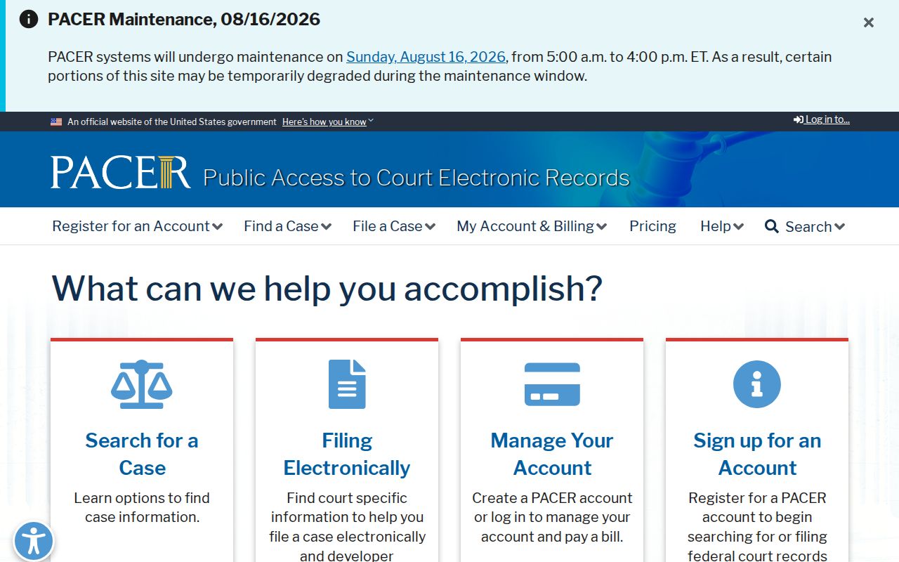 Crenshaw County court schedule federal PACER calendar source
