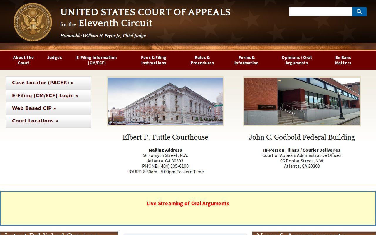 Crenshaw County court case records and the Eleventh Circuit website